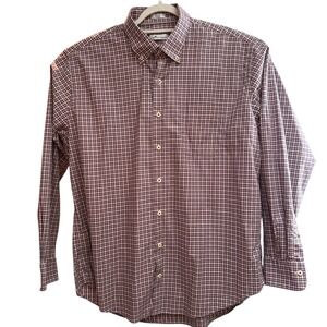 Peter Millar Mens Plaid Button Down Long Sleeve Shirt Extra Large 100 Cotton